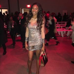 Silver sequins mesh dress